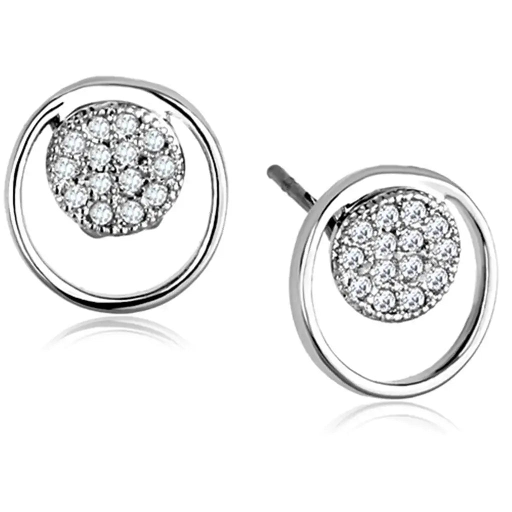 Alamode Rhodium Brass Earrings with AAA Grade CZ in Clear - Alamode - Flyclothing LLC
