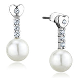 Alamode Rhodium Brass Earrings with Synthetic Pearl in White - Alamode