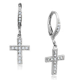 Alamode Rhodium Brass Earrings with AAA Grade CZ in Clear - Alamode