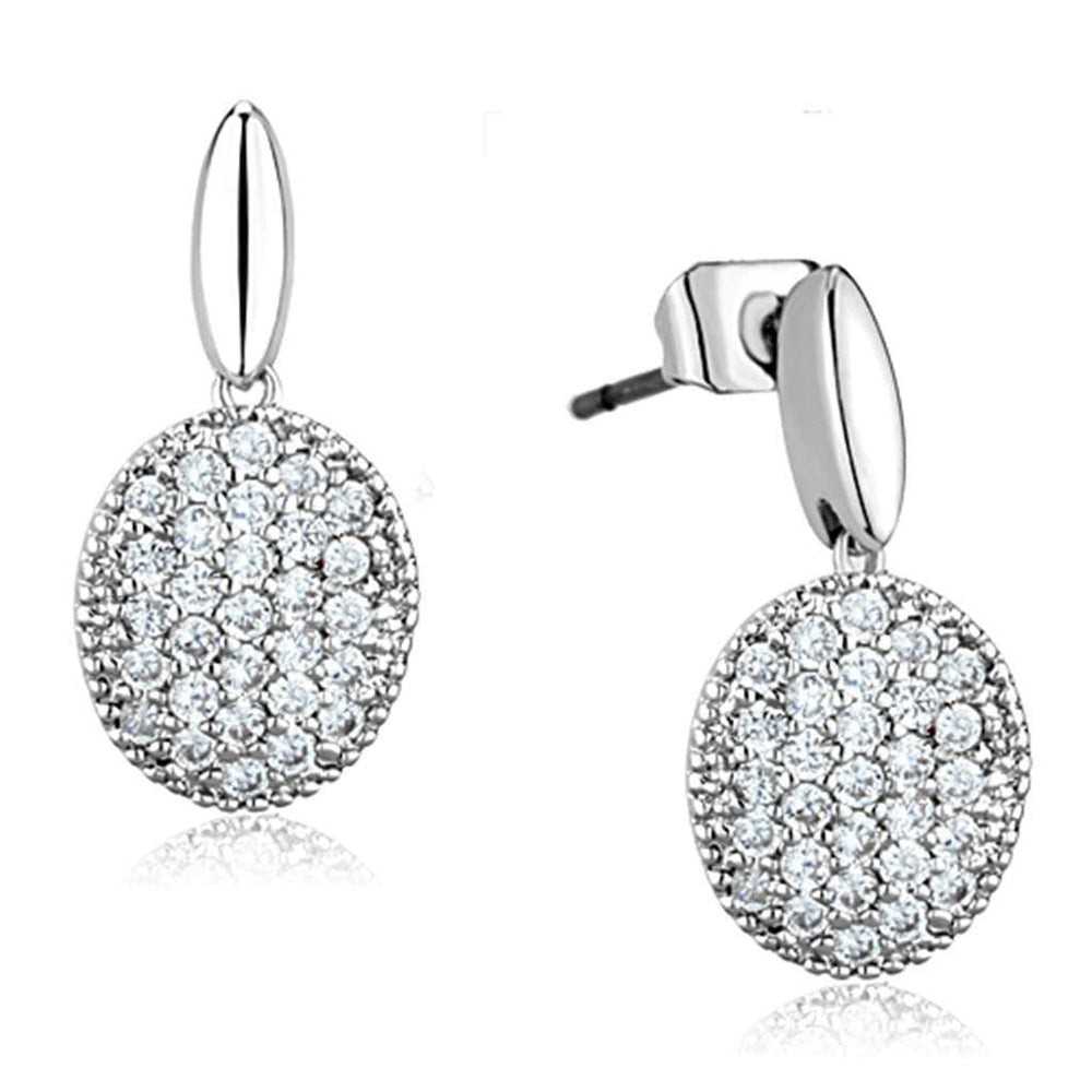 Alamode Rhodium Brass Earrings with AAA Grade CZ in Clear - Alamode