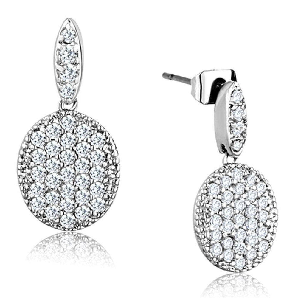Alamode Rhodium Brass Earrings with AAA Grade CZ in Clear - Alamode