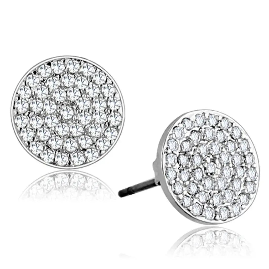 Alamode Rhodium Brass Earrings with AAA Grade CZ in Clear - Alamode - Flyclothing LLC