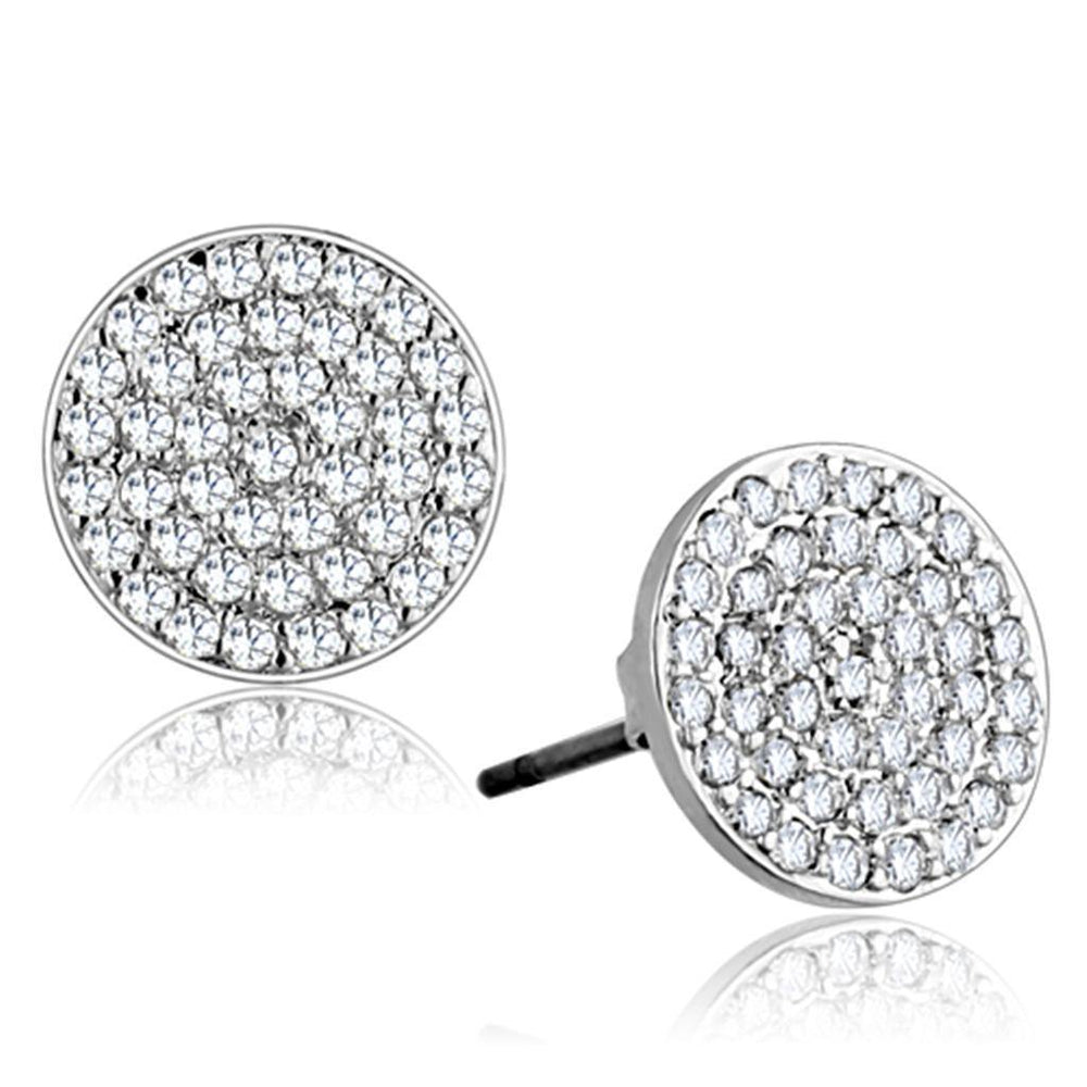 Alamode Rhodium Brass Earrings with AAA Grade CZ in Clear - Alamode