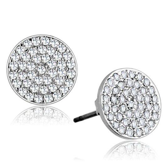 Alamode Rhodium Brass Earrings with AAA Grade CZ in Clear - Alamode - Flyclothing LLC