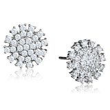 Alamode Rhodium Brass Earrings with AAA Grade CZ in Clear - Alamode