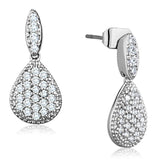 Alamode Rhodium Brass Earrings with AAA Grade CZ in Clear - Alamode