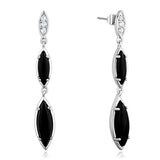 Alamode Rhodium Brass Earrings with Synthetic Onyx in Jet - Alamode - Flyclothing LLC