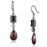Alamode Ruthenium Brass Earrings with AAA Grade CZ in Garnet - Alamode