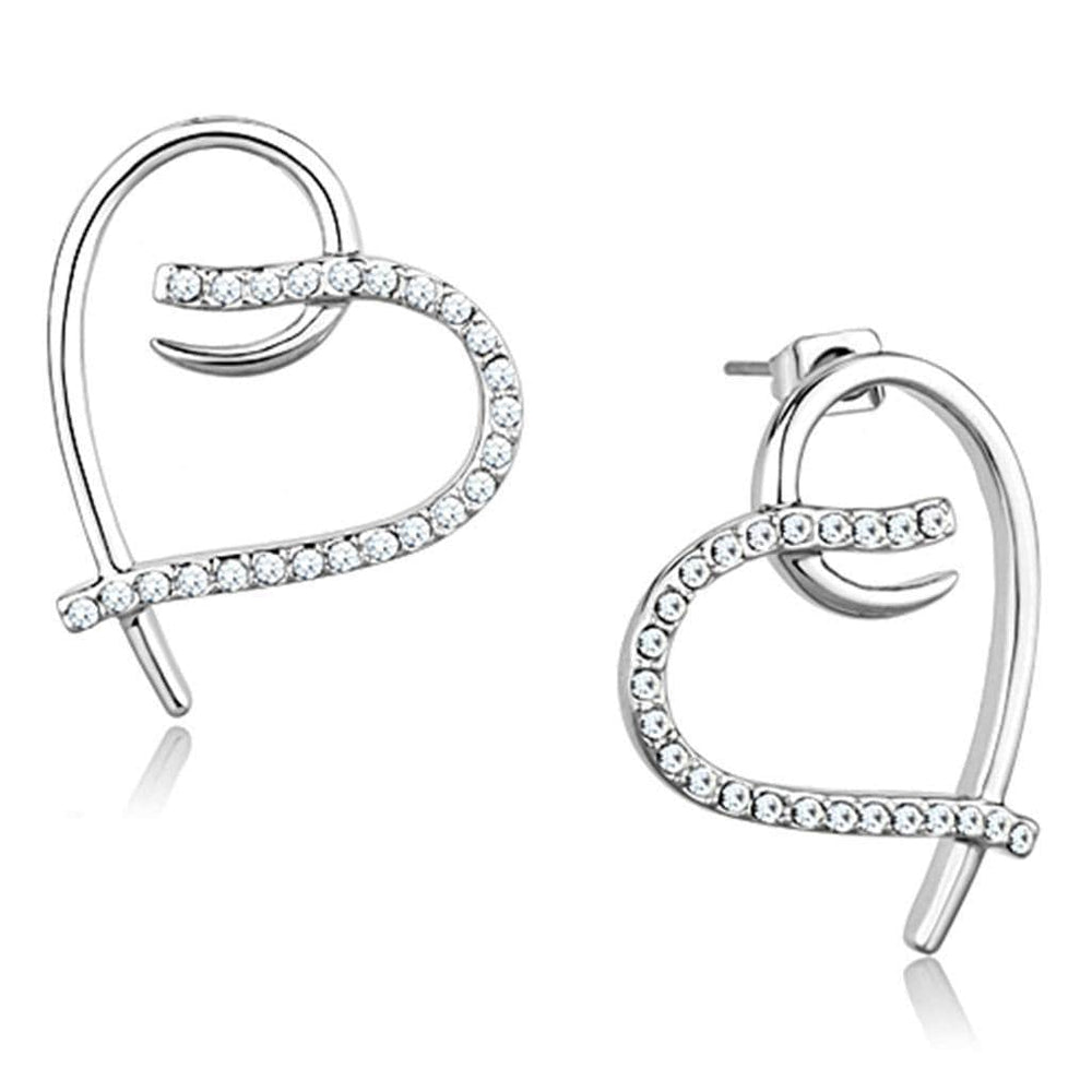 Alamode Rhodium Brass Earrings with AAA Grade CZ in Clear - Alamode