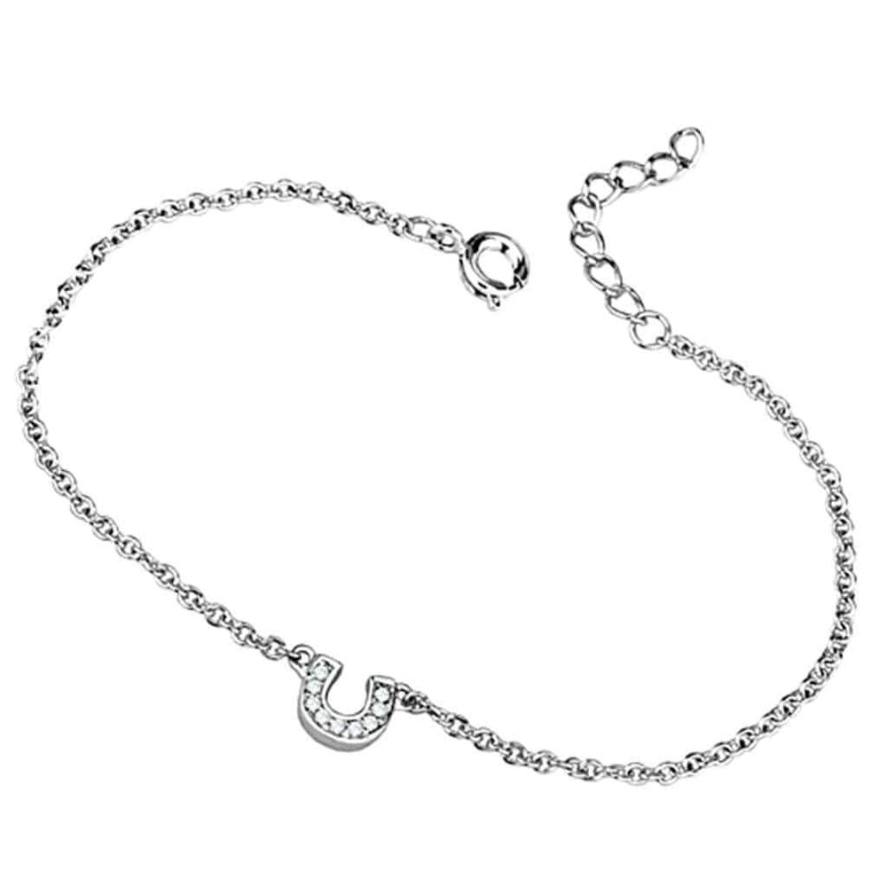 Alamode Rhodium Brass Bracelet with AAA Grade CZ in Clear - Alamode