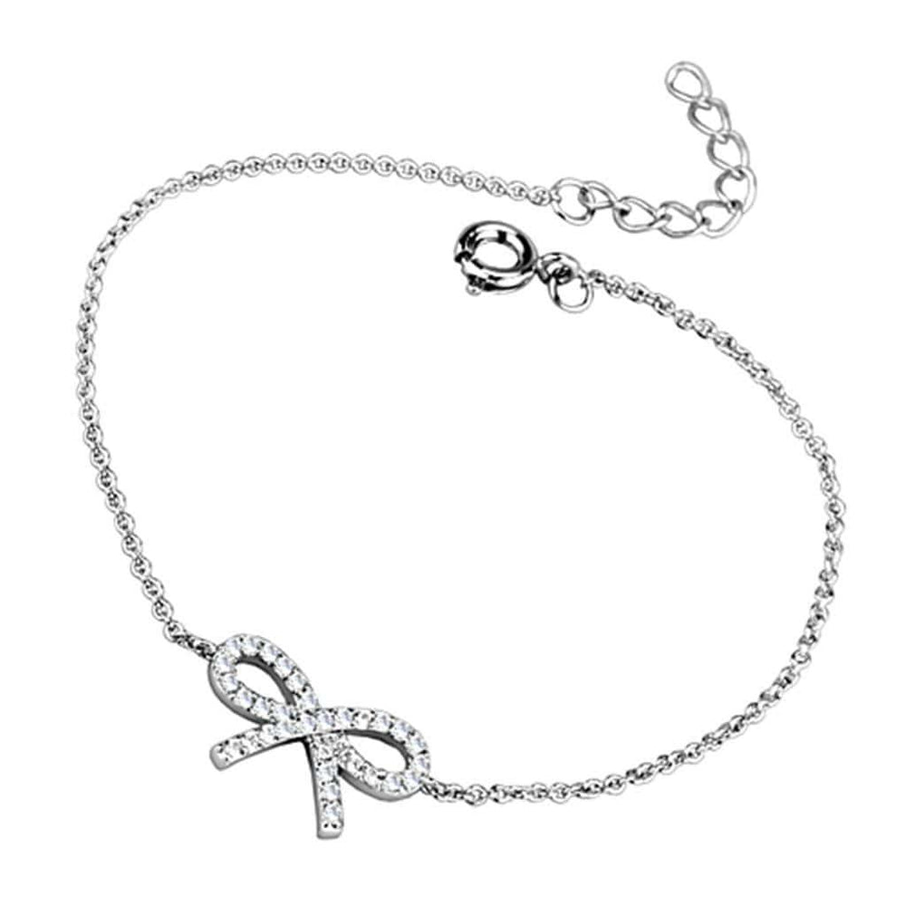 Alamode Rhodium Brass Bracelet with AAA Grade CZ in Clear - Alamode