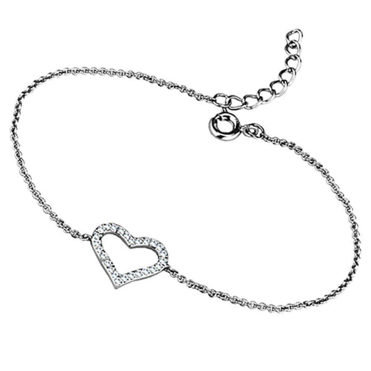 Alamode Rhodium Brass Bracelet with AAA Grade CZ in Clear - Alamode - Flyclothing LLC
