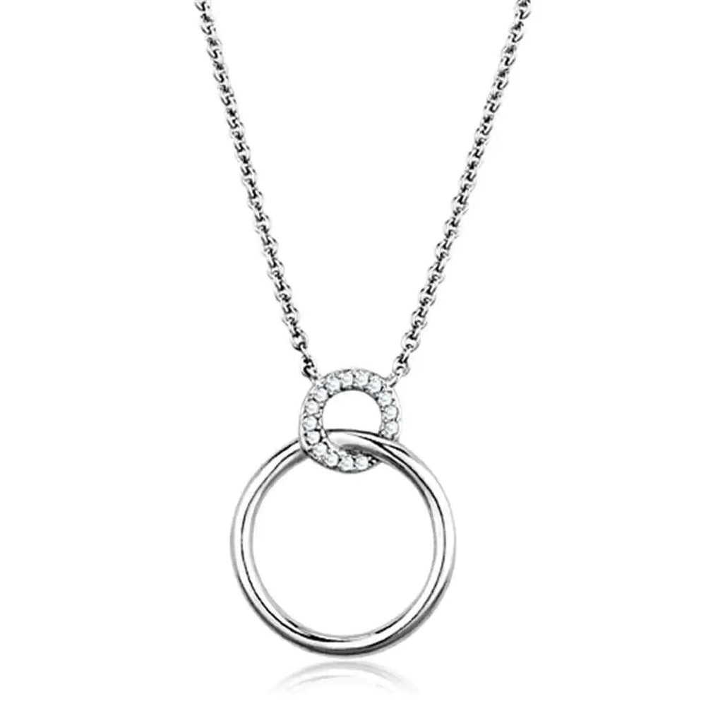 Alamode Rhodium Brass Necklace with AAA Grade CZ in Clear - Alamode