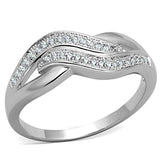 Alamode Rhodium Brass Ring with AAA Grade CZ in Clear - Alamode