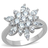 Alamode Rhodium Brass Ring with AAA Grade CZ in Clear - Alamode