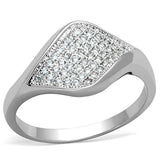 Alamode Rhodium Brass Ring with AAA Grade CZ in Clear - Alamode - Flyclothing LLC