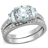 Alamode Rhodium Brass Ring with AAA Grade CZ in Clear - Alamode - Flyclothing LLC