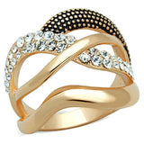 Alamode Rose Gold Brass Ring with Top Grade Crystal in Clear - Alamode - Flyclothing LLC