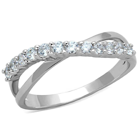 Alamode Rhodium Brass Ring with AAA Grade CZ in Clear - Alamode - Flyclothing LLC