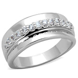 Alamode Rhodium Brass Ring with AAA Grade CZ in Clear - Alamode