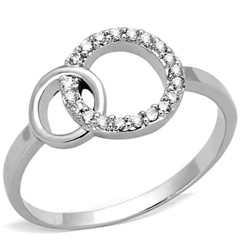 Alamode Rhodium Brass Ring with AAA Grade CZ in Clear - Alamode - Flyclothing LLC