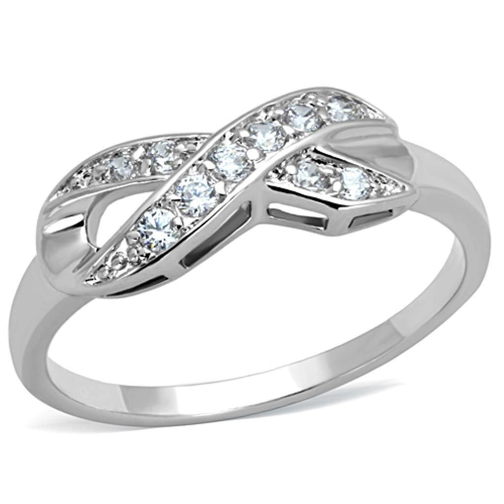 Alamode Rhodium Brass Ring with AAA Grade CZ in Clear - Alamode