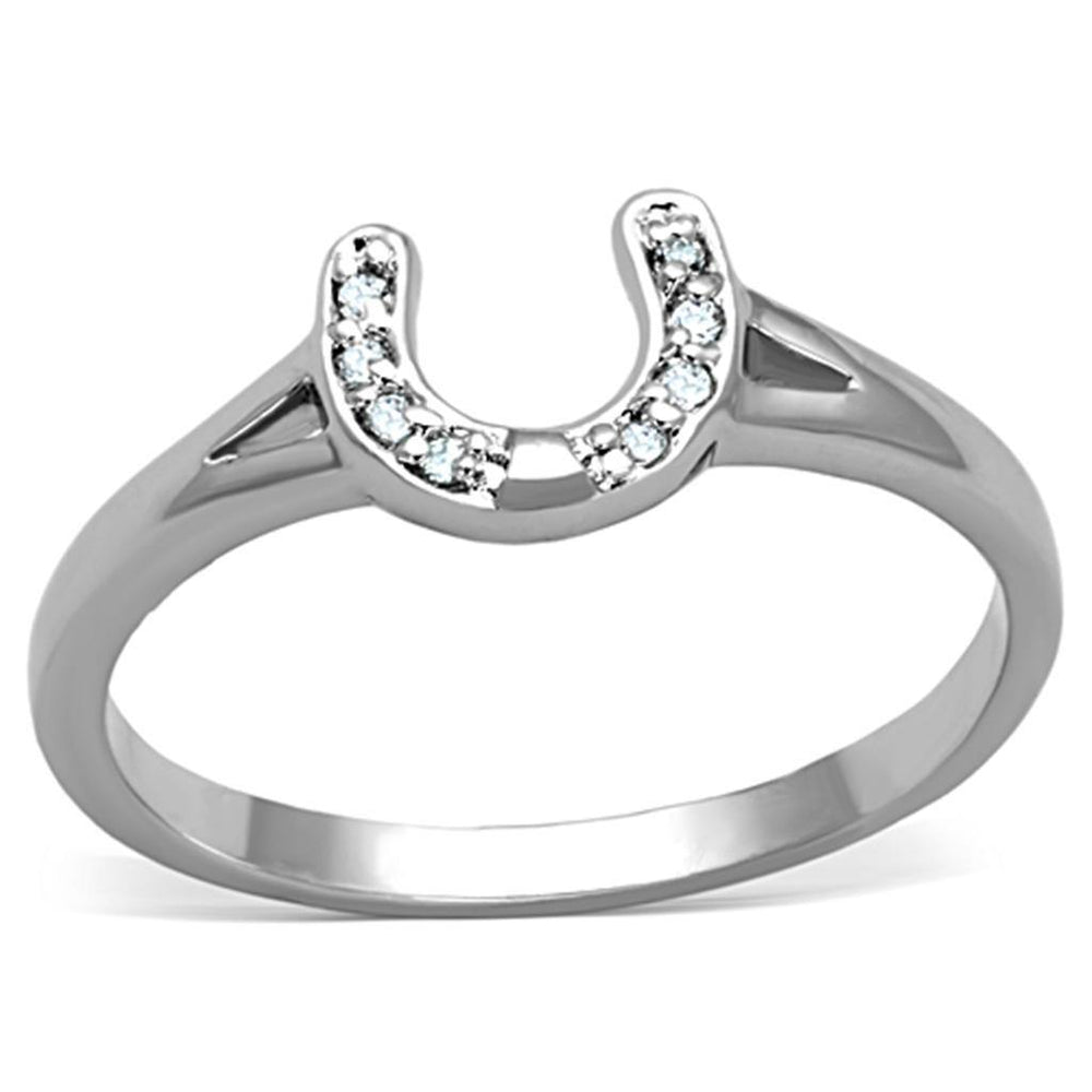 Alamode Rhodium Brass Ring with AAA Grade CZ in Clear - Alamode