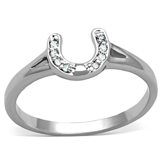 Alamode Rhodium Brass Ring with AAA Grade CZ in Clear - Alamode - Flyclothing LLC