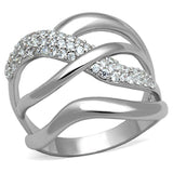 Alamode Rhodium Brass Ring with AAA Grade CZ in Clear - Alamode