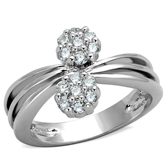 Alamode Rhodium Brass Ring with AAA Grade CZ in Clear - Alamode - Flyclothing LLC