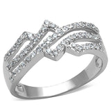 Alamode Rhodium Brass Ring with AAA Grade CZ in Clear - Alamode