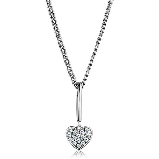 Alamode Rhodium Brass Chain Pendant with AAA Grade CZ in Clear - Alamode - Flyclothing LLC