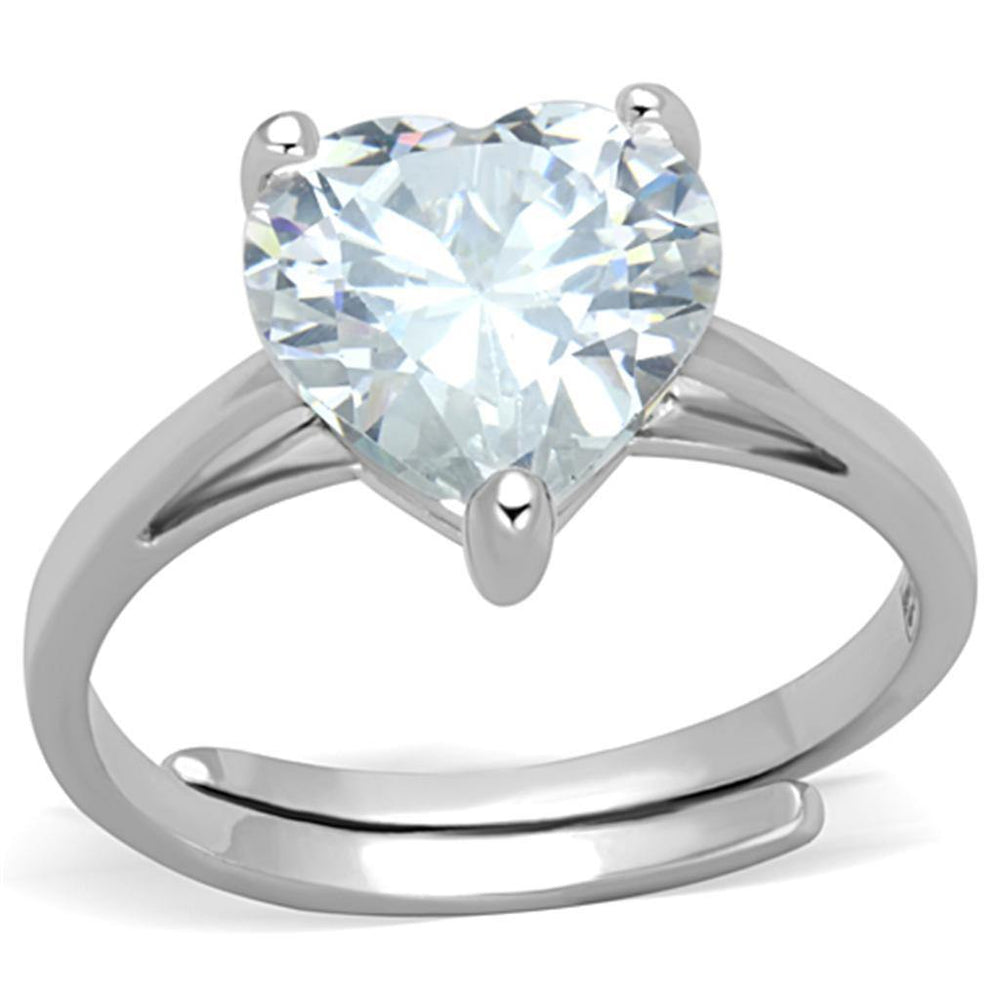 Alamode Rhodium Brass Ring with AAA Grade CZ in Clear - Alamode