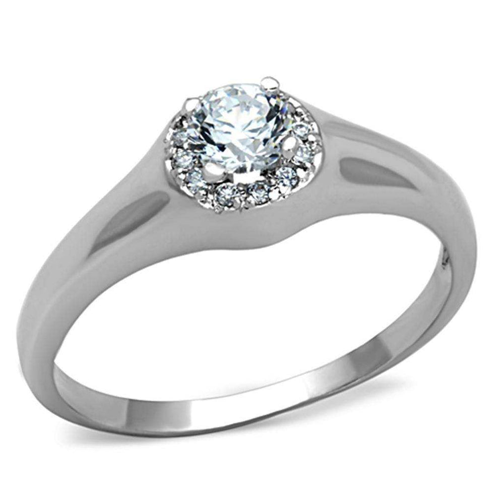Alamode Rhodium Brass Ring with AAA Grade CZ in Clear - Alamode - Flyclothing LLC