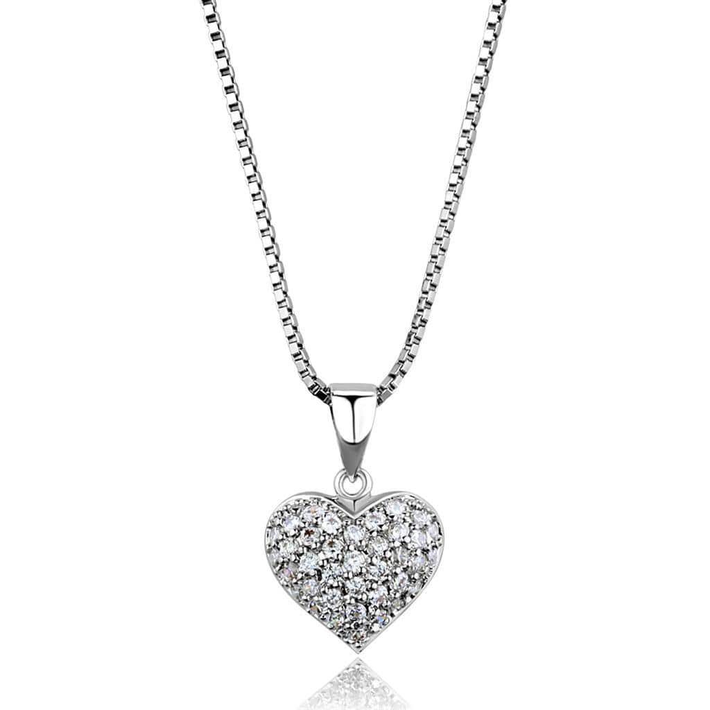 Alamode Rhodium Brass Chain Pendant with AAA Grade CZ in Clear - Alamode - Flyclothing LLC