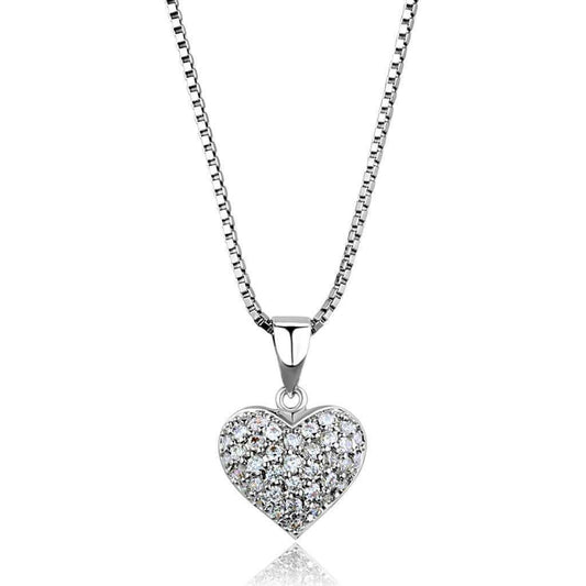 Alamode Rhodium Brass Chain Pendant with AAA Grade CZ in Clear - Alamode - Flyclothing LLC