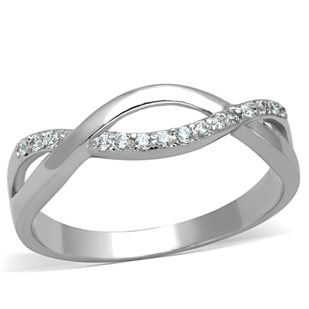 Alamode Rhodium Brass Ring with AAA Grade CZ in Clear - Alamode