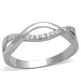 Alamode Rhodium Brass Ring with AAA Grade CZ in Clear - Alamode