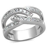 Alamode Rhodium Brass Ring with AAA Grade CZ in Clear - Alamode