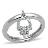 Alamode Rhodium Brass Ring with AAA Grade CZ in Clear - Alamode - Flyclothing LLC