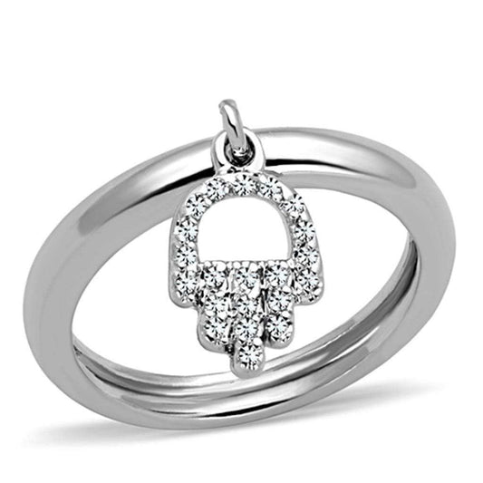 Alamode Rhodium Brass Ring with AAA Grade CZ in Clear - Alamode - Flyclothing LLC