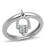 Alamode Rhodium Brass Ring with AAA Grade CZ in Clear - Alamode