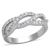 Alamode Rhodium Brass Ring with AAA Grade CZ in Clear - Alamode