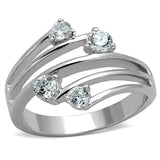 Alamode Rhodium Brass Ring with AAA Grade CZ in Clear - Alamode - Flyclothing LLC