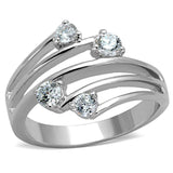Alamode Rhodium Brass Ring with AAA Grade CZ in Clear - Alamode - Flyclothing LLC