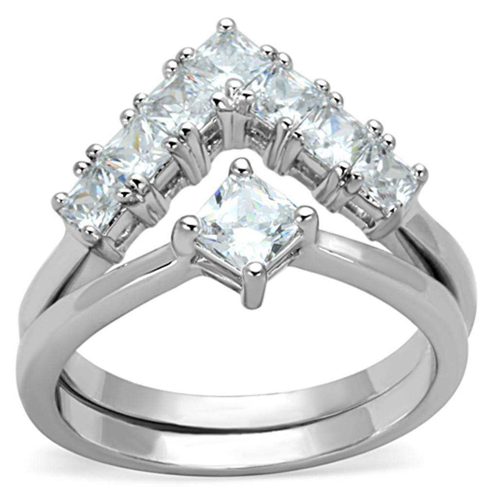 Alamode Rhodium Brass Ring with AAA Grade CZ in Clear - Alamode - Flyclothing LLC