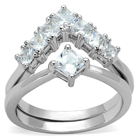 Alamode Rhodium Brass Ring with AAA Grade CZ in Clear - Alamode - Flyclothing LLC