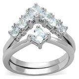 Alamode Rhodium Brass Ring with AAA Grade CZ in Clear - Alamode - Flyclothing LLC