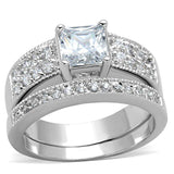 Alamode Rhodium Brass Ring with AAA Grade CZ in Clear - Alamode - Flyclothing LLC