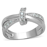 Alamode Rhodium Brass Ring with AAA Grade CZ in Clear - Alamode